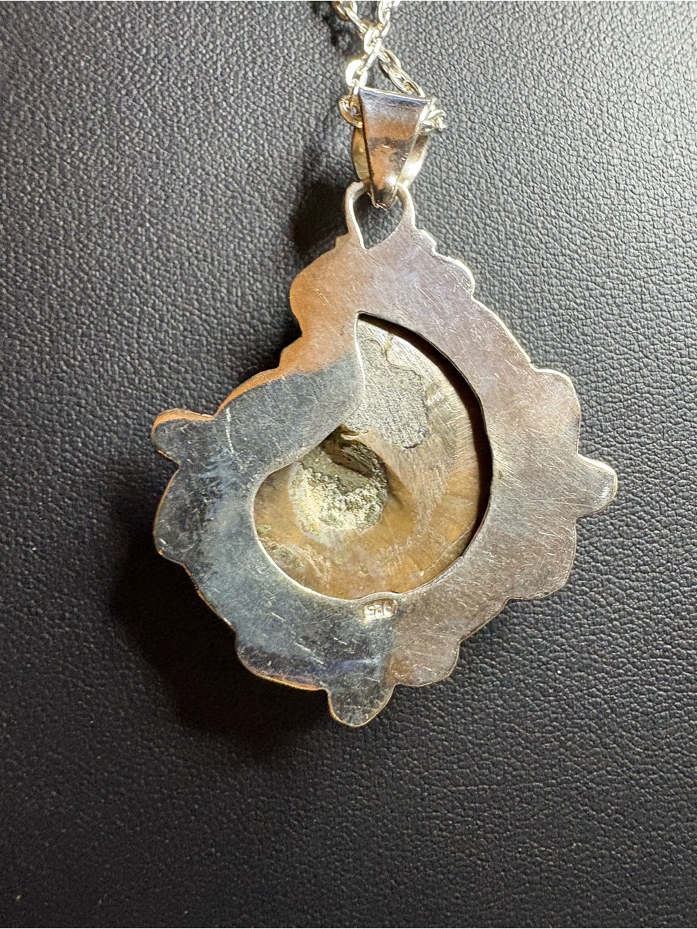 🤩Necklace Silver Genuine Ammonite Fossil Pendant on 18" Chain - Picture 3 of 6